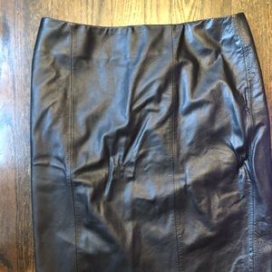Leather black pencil skirt